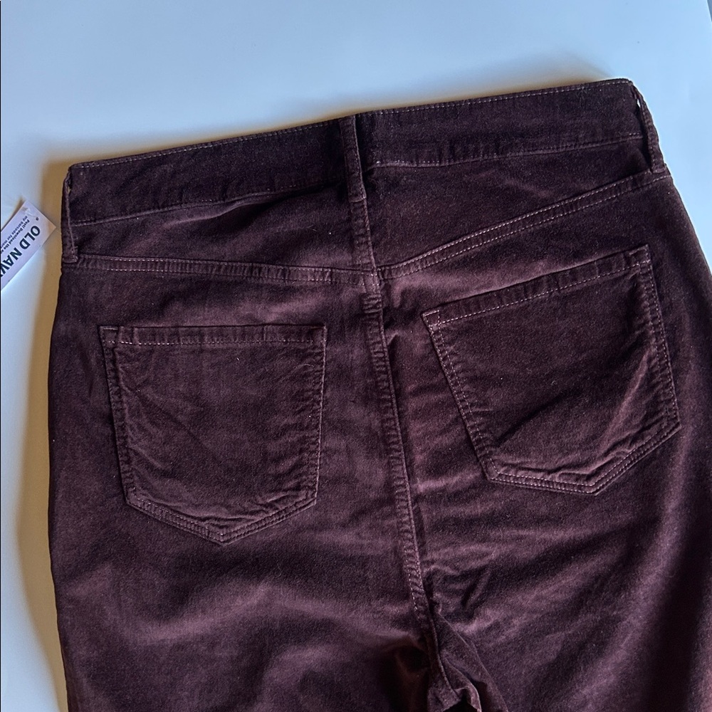 Old Navy Plum Velvet Higher High-Rise Flare Jeans Secret-Smooth Pockets Purple - Picture 7 of 14